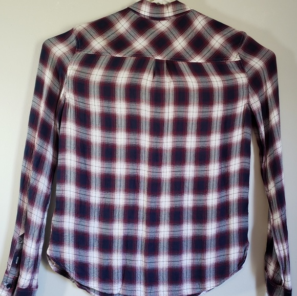 PAIGE Plaid Button Front Long Sleeve Shirt Size Sm - Picture 2 of 5